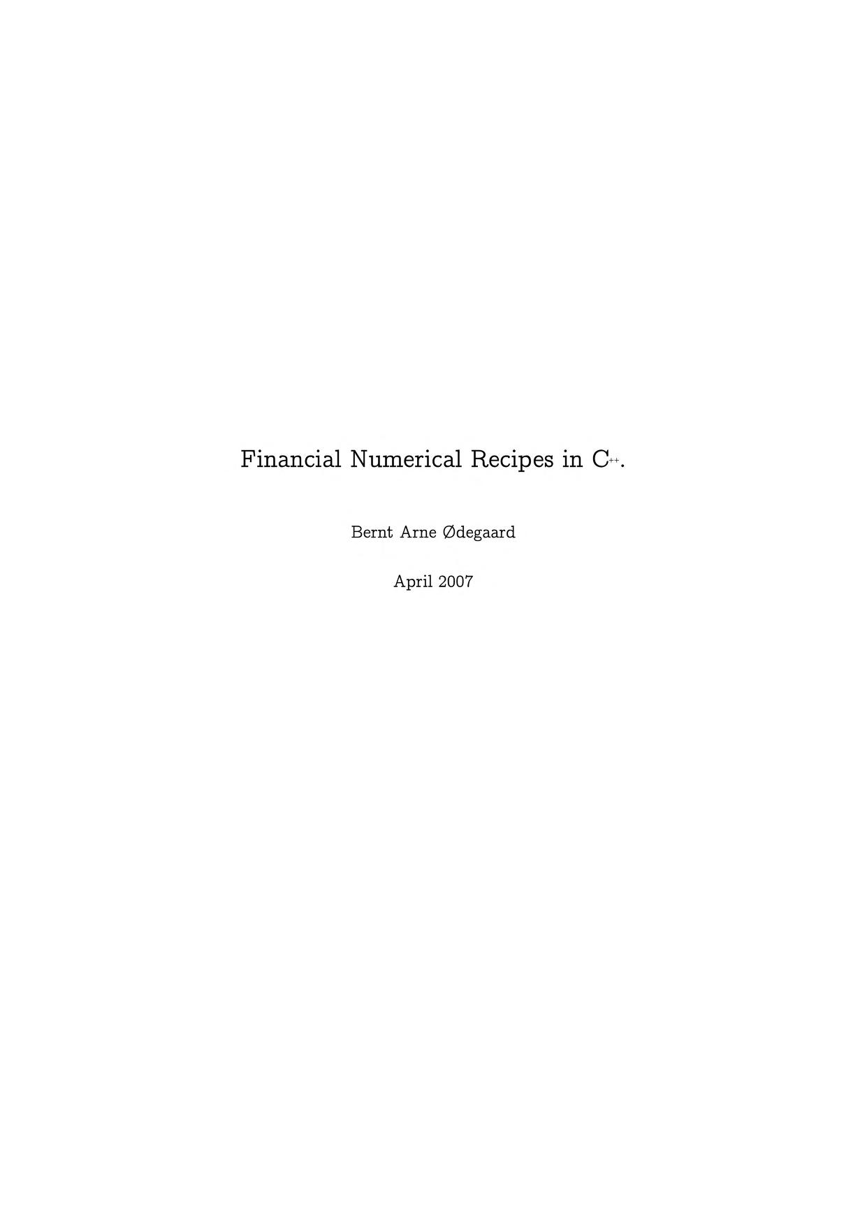 Cover of Financial Numerical Recipes in C++